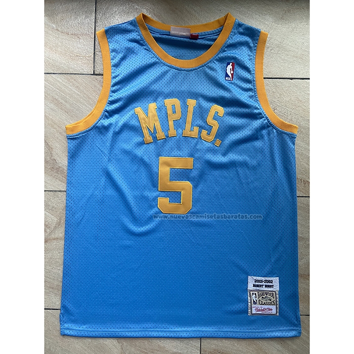 Camiseta Los Angeles Lakers Robert Horry NO 5 Mitchell & Ness 2001-02 Azul